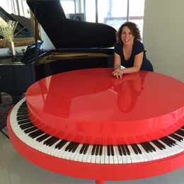Beth and Red Round Piano