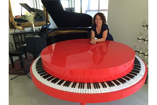 Beth and Red Round Piano