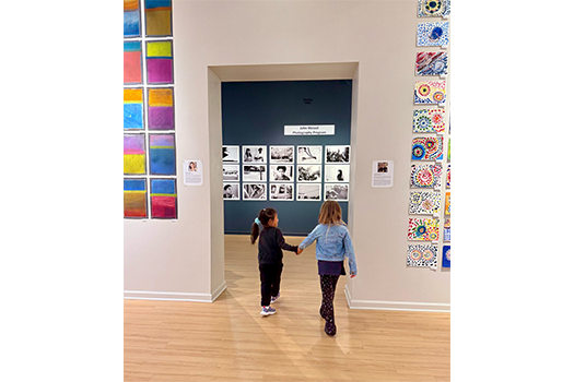two students in art gallery